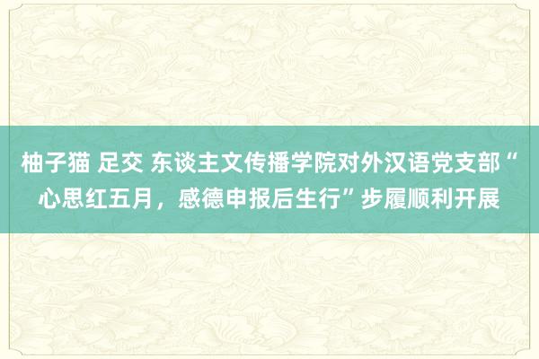 柚子猫 足交 东谈主文传播学院对外汉语党支部“心思红五月，感德申报后生行”步履顺利开展